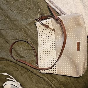 Fossil Cream and Brown Crossbody Bag